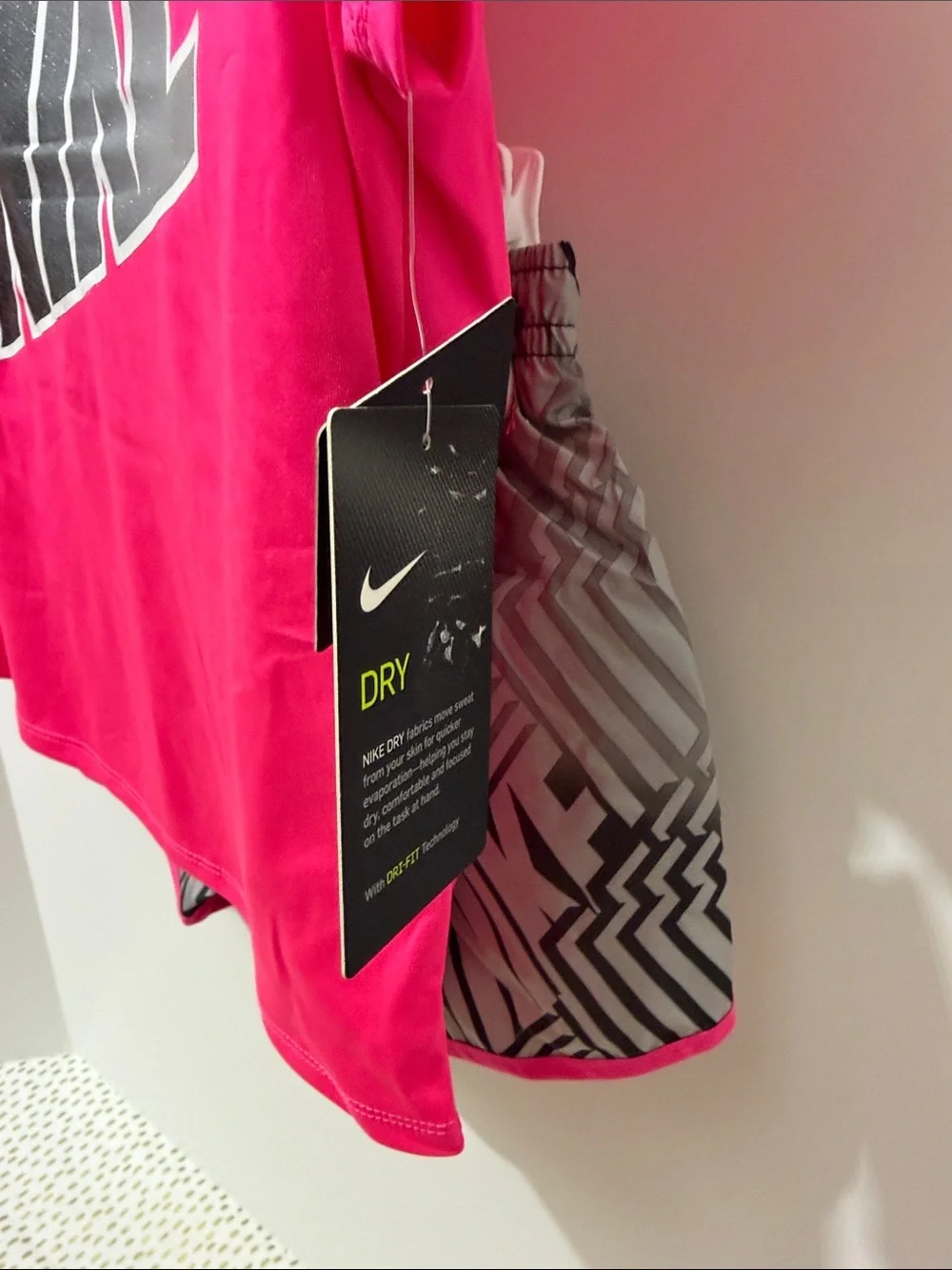 Nike kids Hot Pink Logo Tee and shorts set